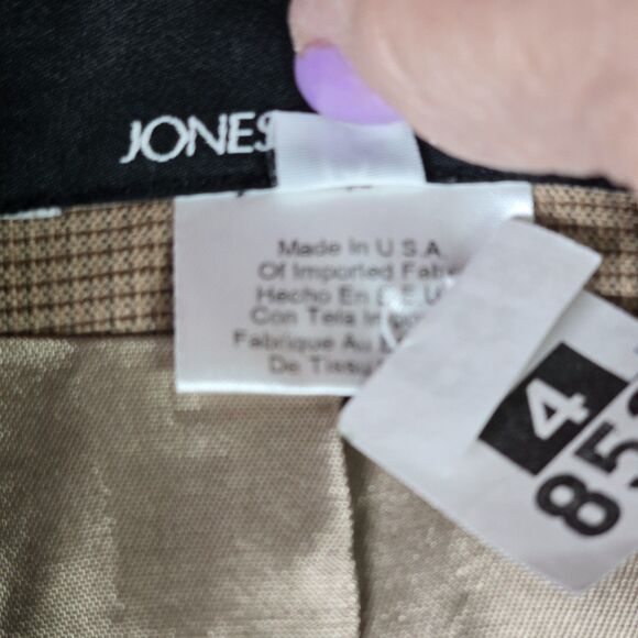 VTG Jones New York Womens Blazer 12 Beige Wool Blend Checkerboard Classic - Picture 8 of 16